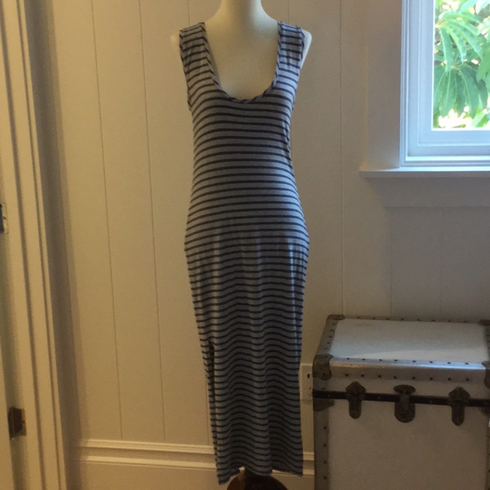 Grey & Navy striped knit dress